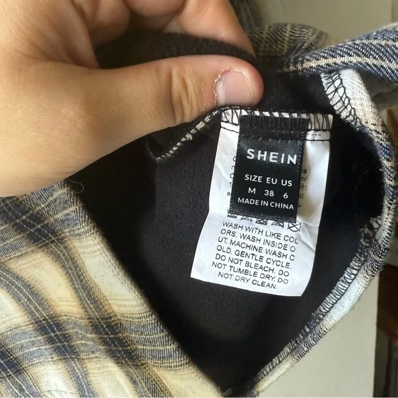 SHEIN Plaid Button-Up Jacket with Hood - Picture 7 of 8